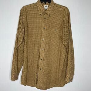 Lacoste Shirt 40 Mens Mustard Brown Gingham Check Button Down Smart Casual